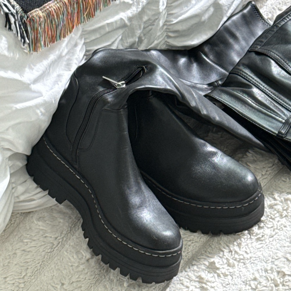Marc Fisher Black Leather Over the Ankle Boots